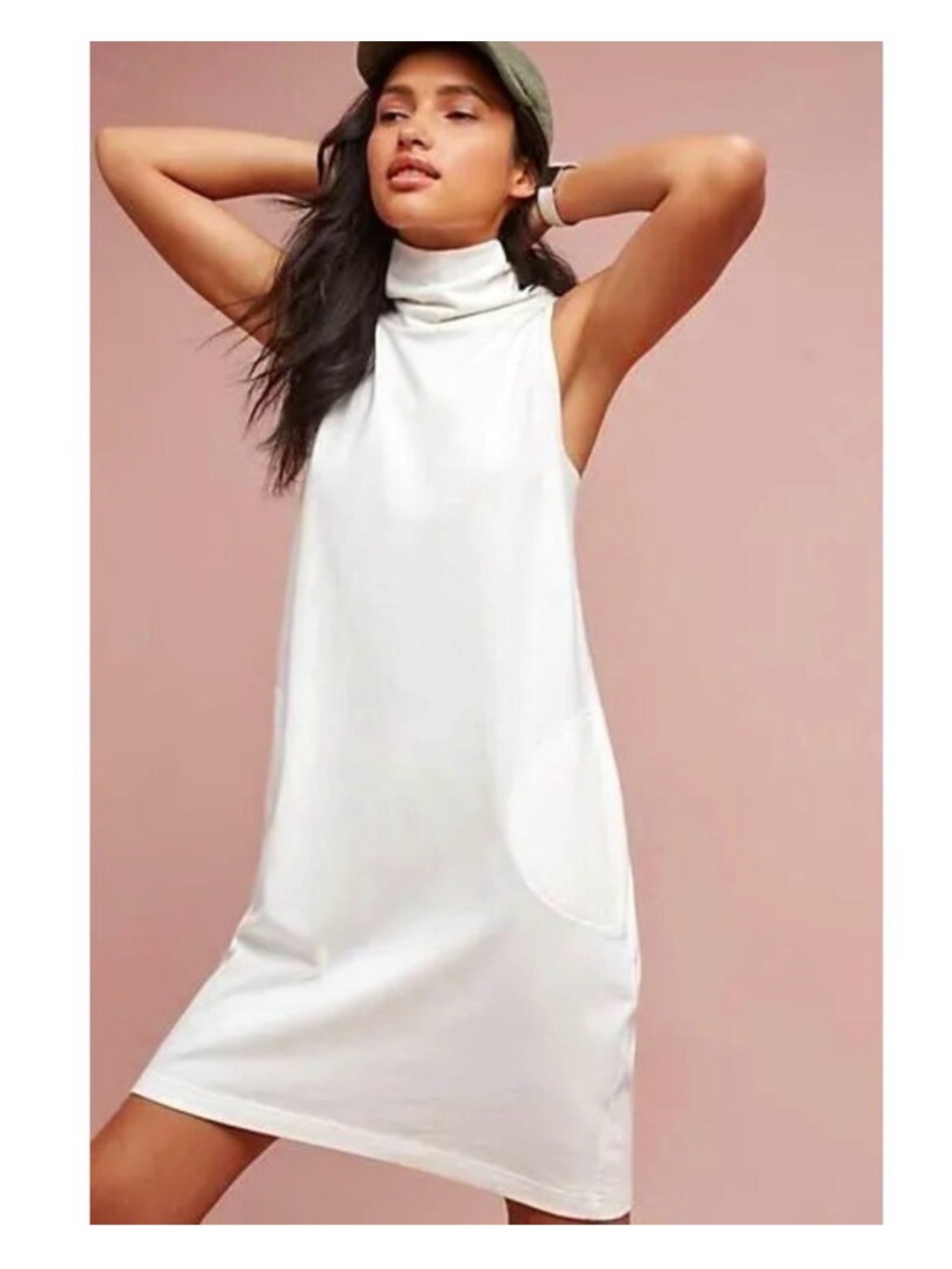 NWT Anthropologie Akemi + Kin Mock Neck White Tunic Shift Dress XXS